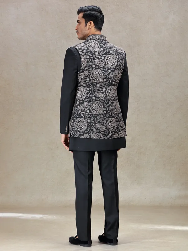 Stunning classy black indowestern for men