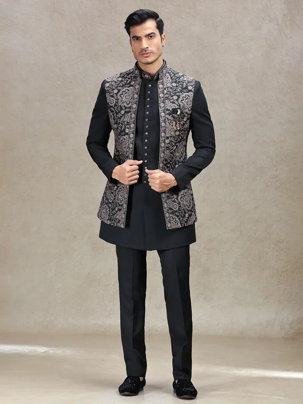 Stunning classy black indowestern for men
