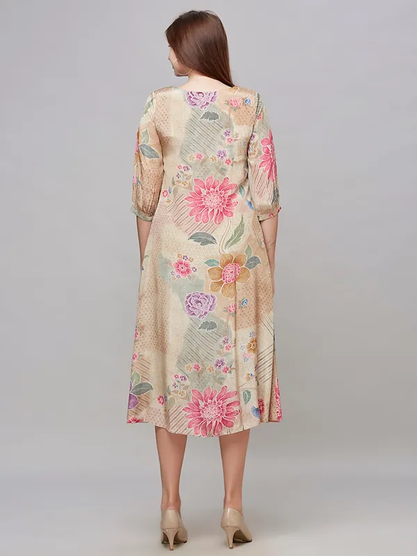 Stunning cotton beige printed kurti