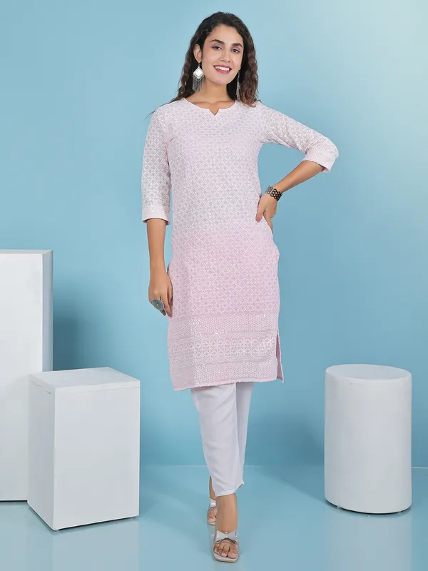 Stunning cotton light pink kurti
