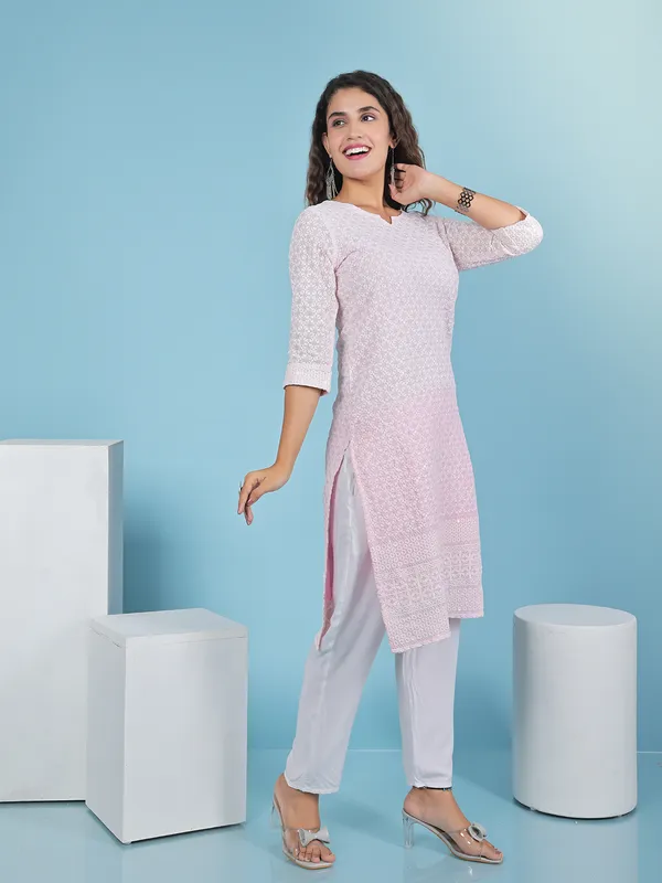 Stunning cotton light pink kurti