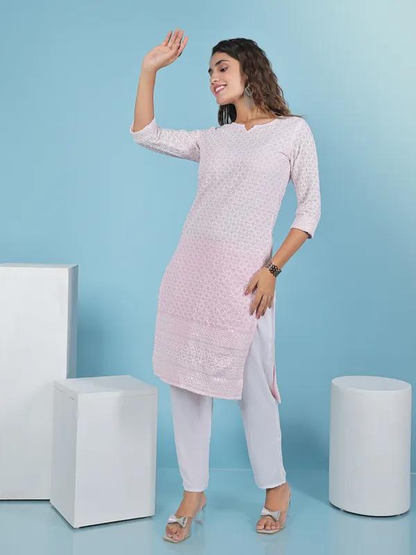 Stunning cotton light pink kurti