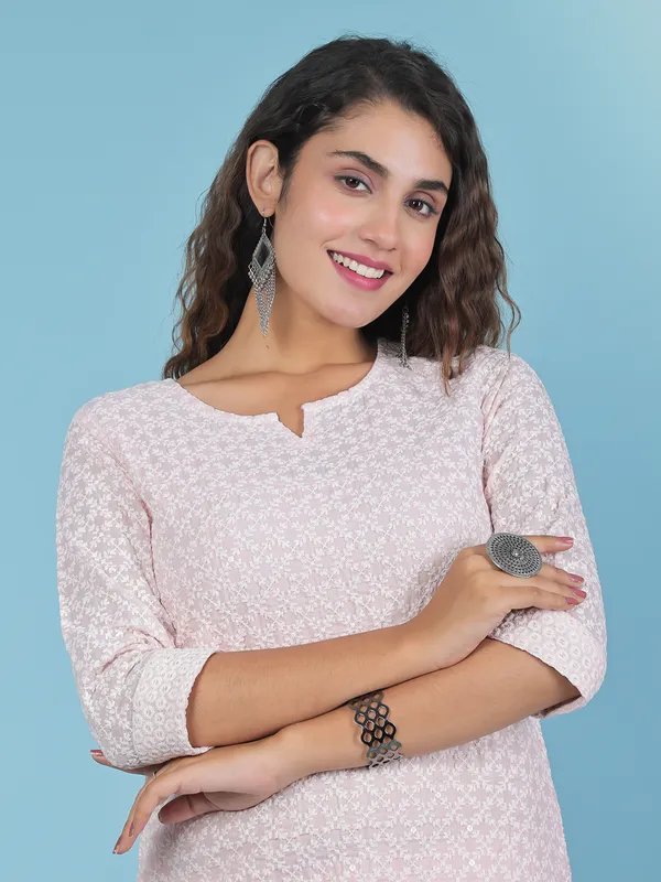 Stunning cotton light pink kurti