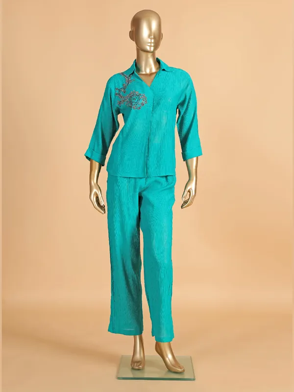 Stunning cotton silk aqua co ord set