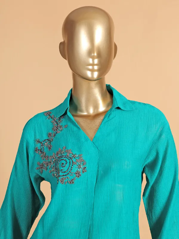 Stunning cotton silk aqua co ord set