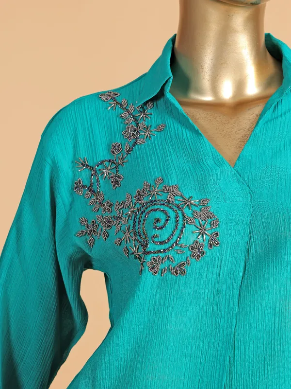 Stunning cotton silk aqua co ord set