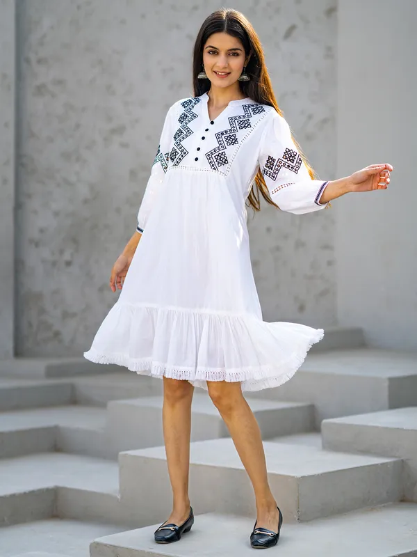 Stunning cotton silk white kurti