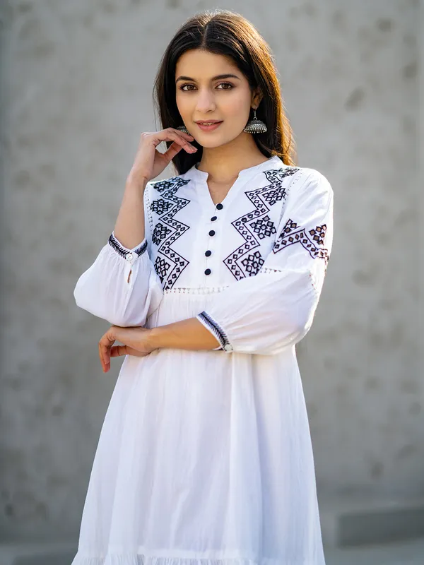 Stunning cotton silk white kurti