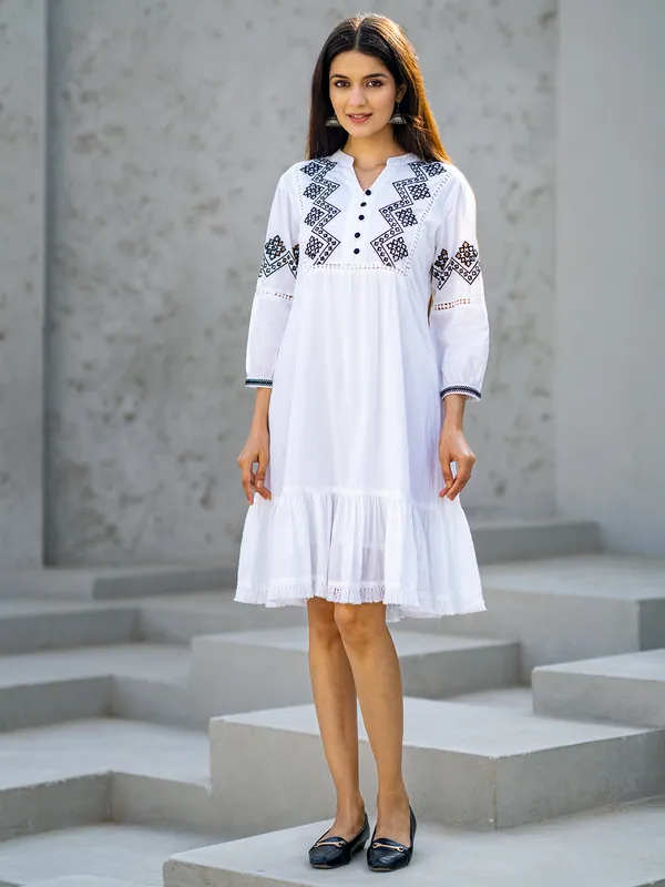 Stunning cotton silk white kurti