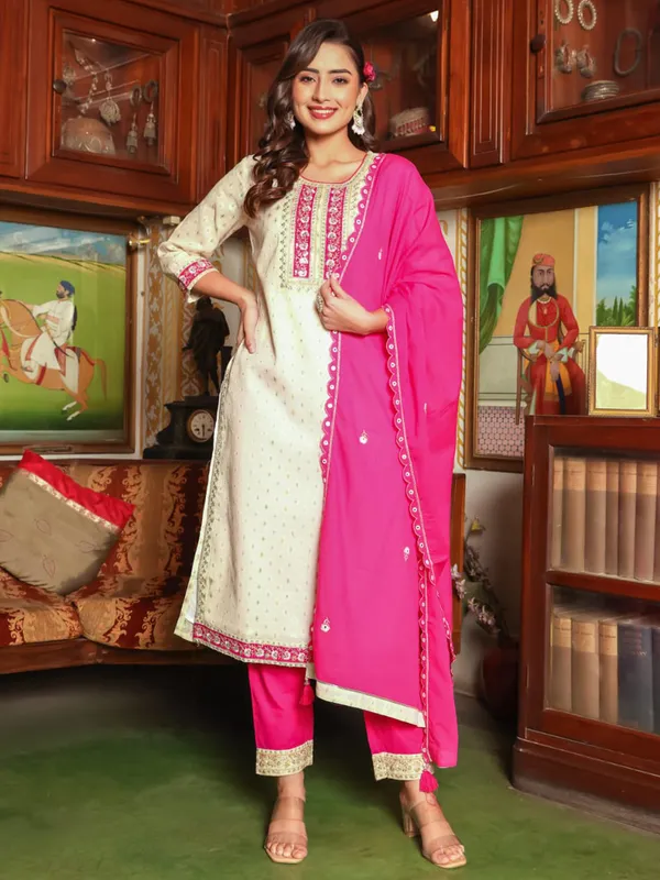 Stunning cream cotton kurti set