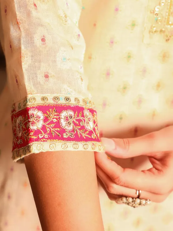 Stunning cream cotton kurti set