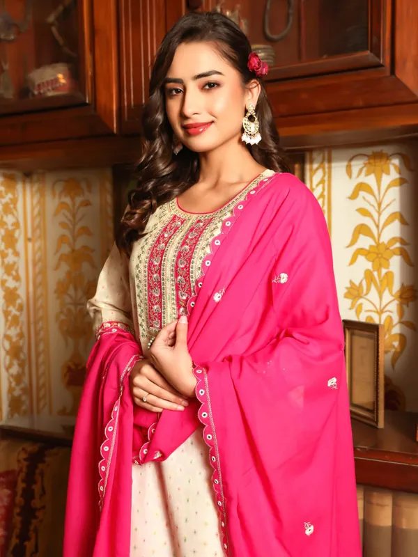 Stunning cream cotton kurti set