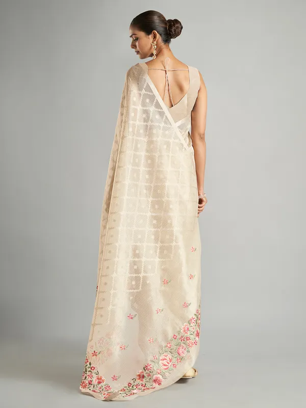 Stunning cream organza saree