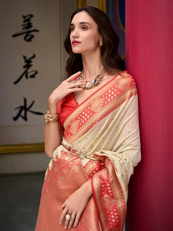 Stunning cream saree for festive