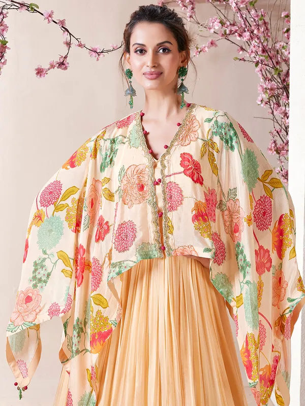 Stunning cream silk anarkali salwar suit