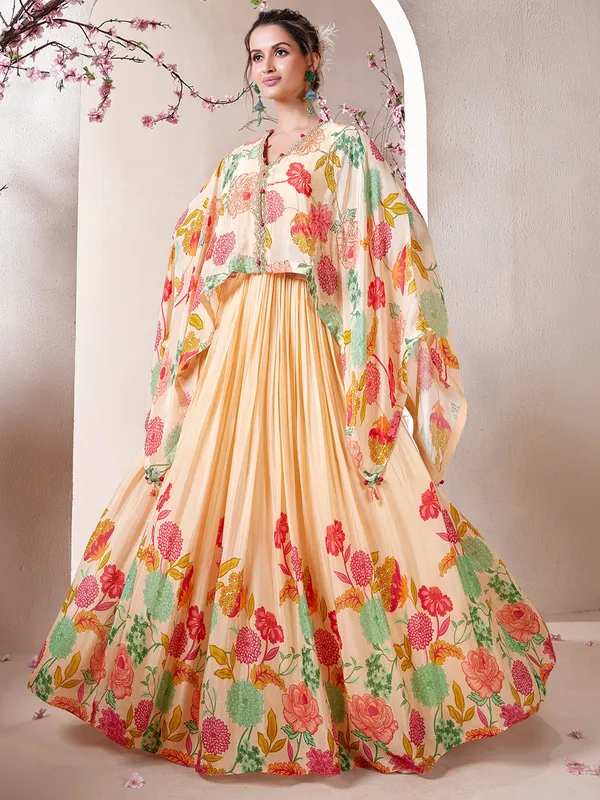 Stunning cream silk anarkali salwar suit