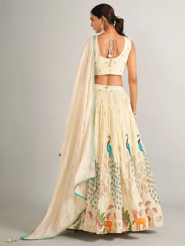 Stunning cream silk lahenga choli