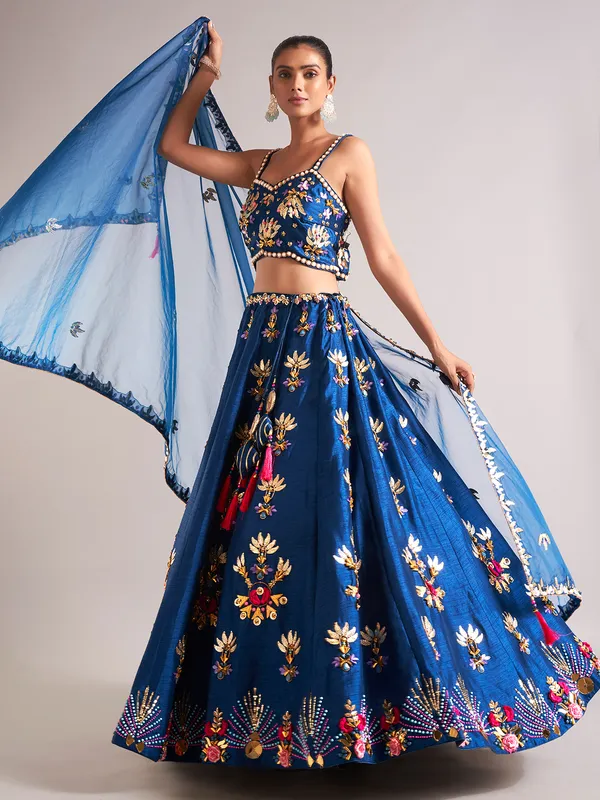 Stunning dark blue lehenga choli with dupatta