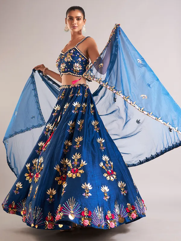 Stunning dark blue lehenga choli with dupatta