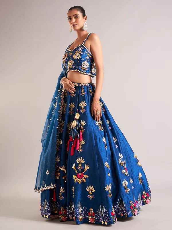 Stunning dark blue lehenga choli with dupatta