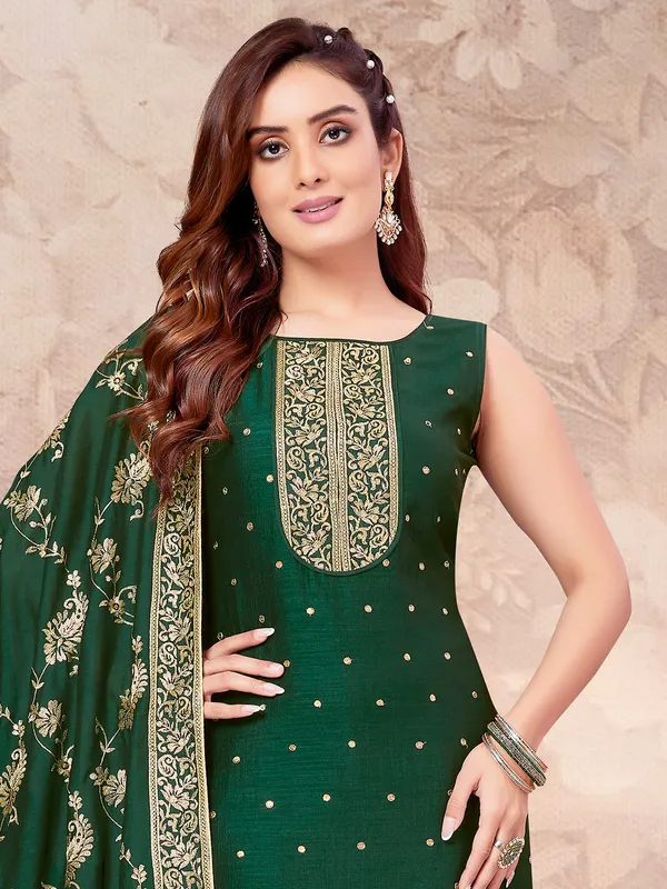 Stunning dark green silk salwar suit