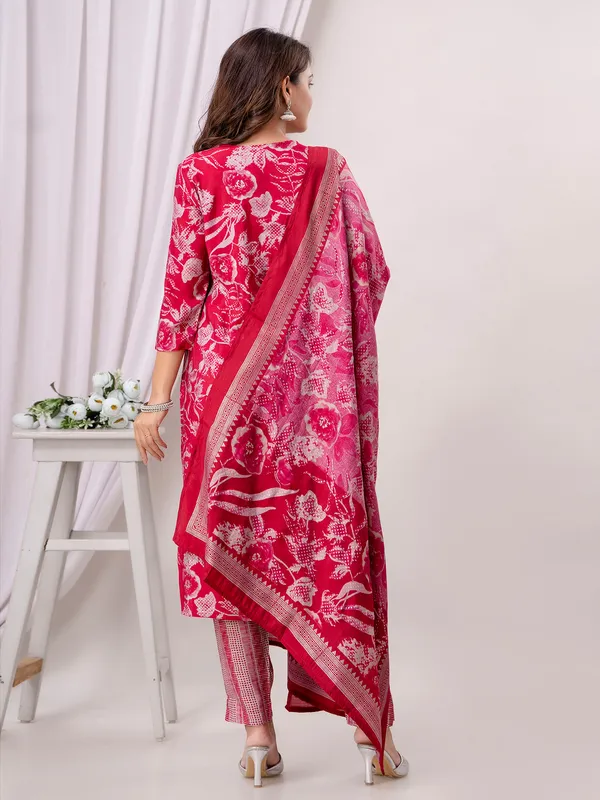 Stunning dark pink cotton kurti set
