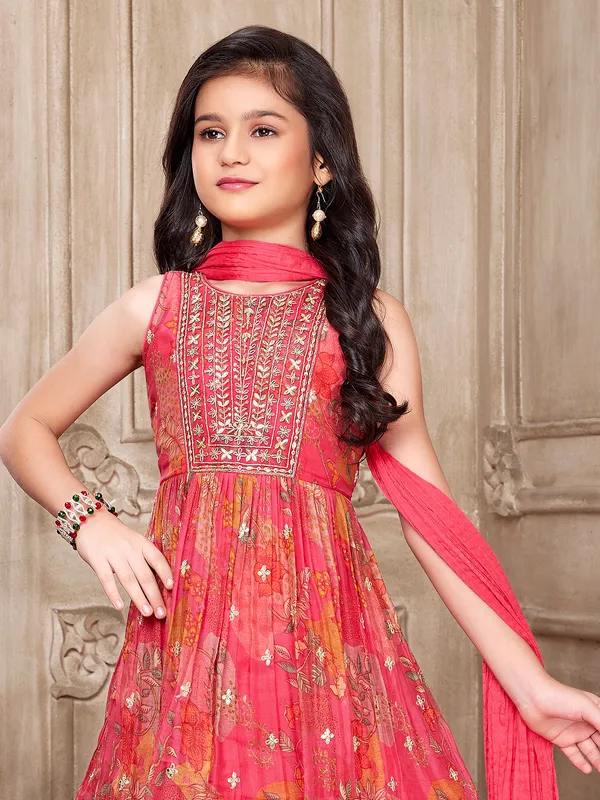 Stunning dark pink georgette sharara suit