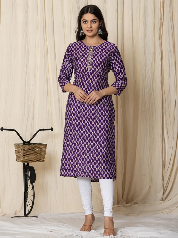Stunning dark purple kurti in cotton silk