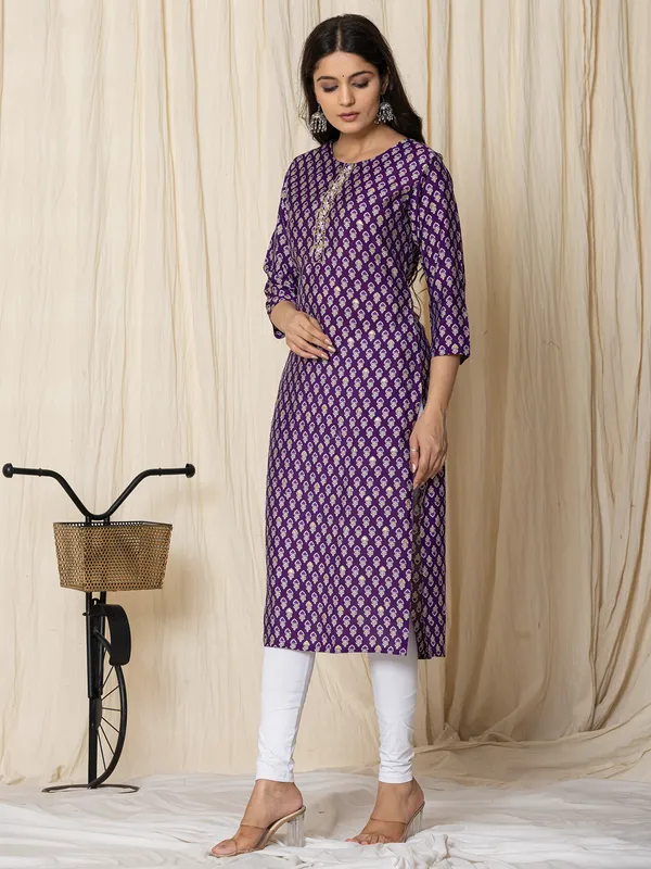 Stunning dark purple kurti in cotton silk