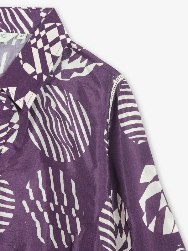 Stunning dark purple printed kurti in cotton fabric