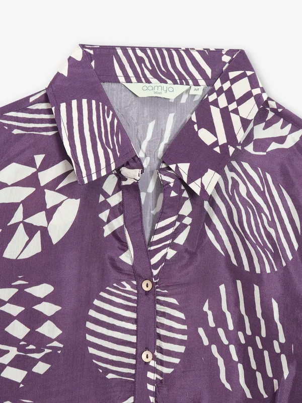 Stunning dark purple printed kurti in cotton fabric