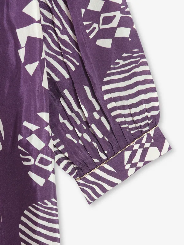 Stunning dark purple printed kurti in cotton fabric