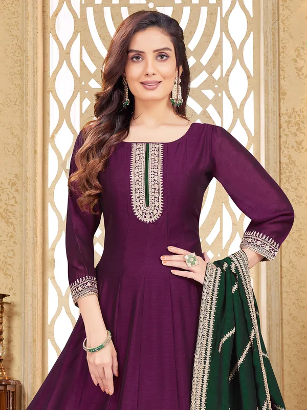 Stunning dark purple salwar suit with dupatta