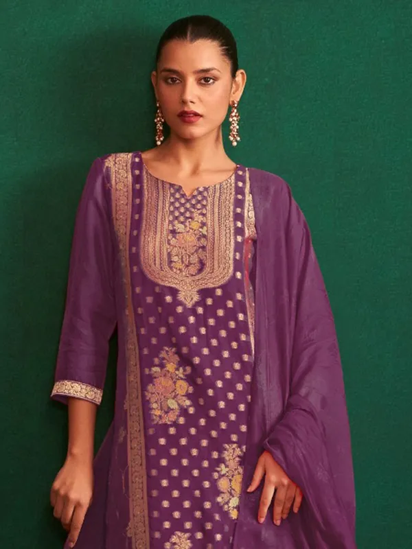 Stunning dark purple silk kurti set