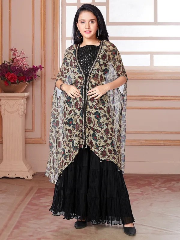 Stunning georgette black palazzo suit