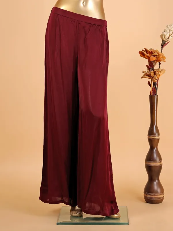 Stunning georgette maroon palazzo suit