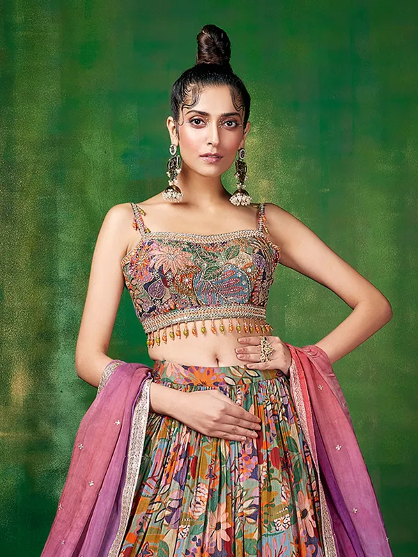 Stunning georgette multi color lehenga choli