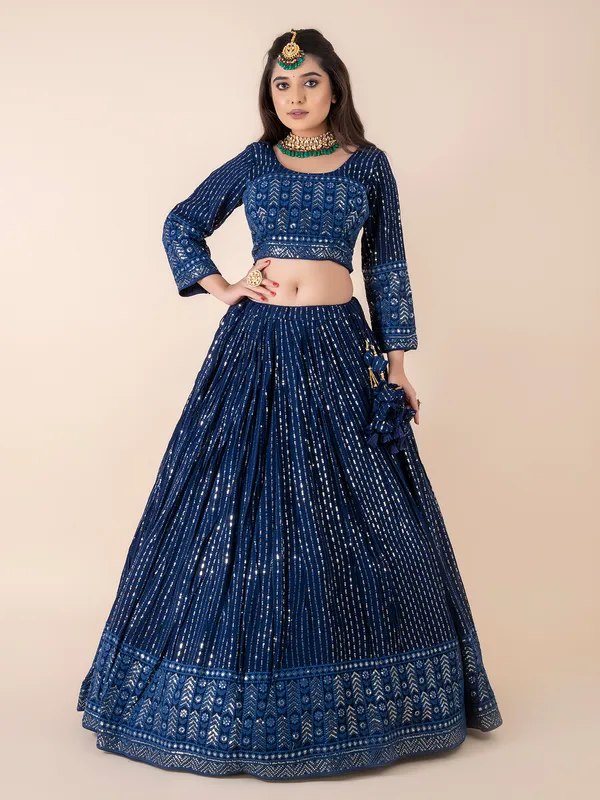 Stunning georgette navy lehenga choli