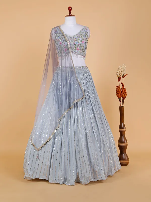 Stunning georgette sky blue lehenga choli