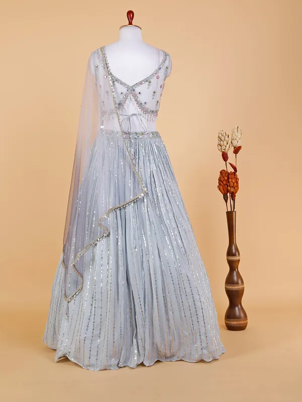 Stunning georgette sky blue lehenga choli