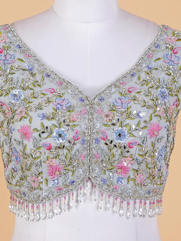 Stunning georgette sky blue lehenga choli