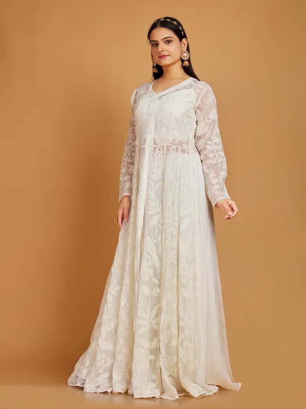 Stunning georgette white wedding palazzo suit