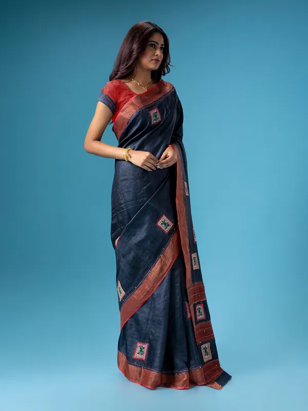 Stunning grey cotton saree