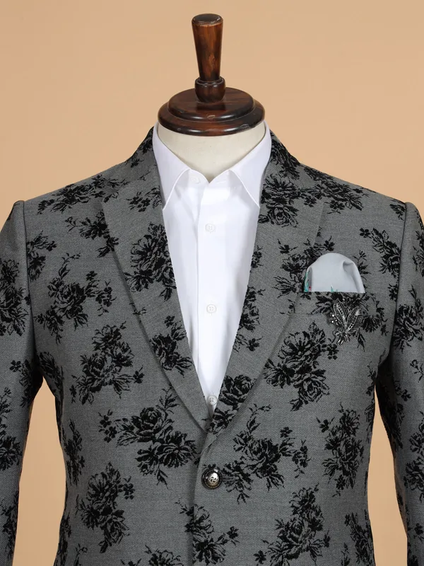 Stunning grey printed blazer for men