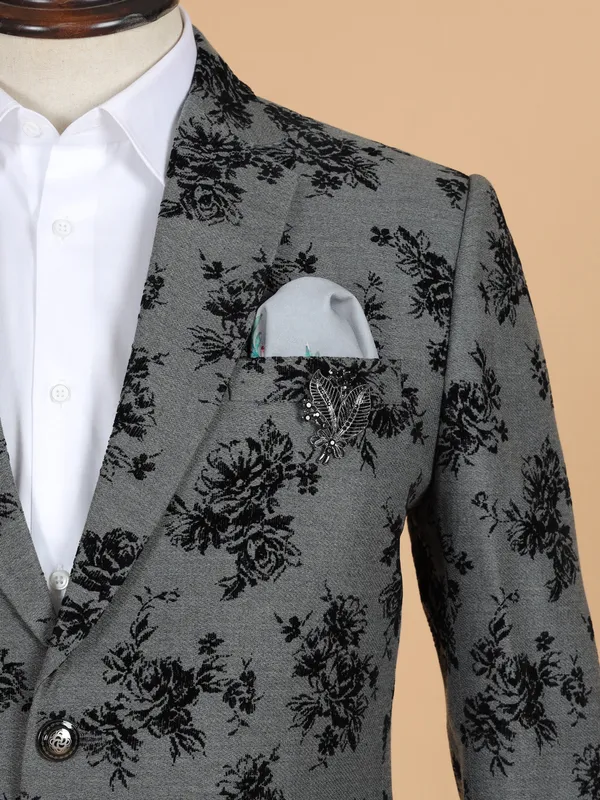 Stunning grey printed blazer for men