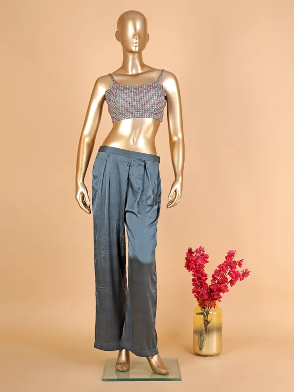 Stunning grey printed palazzo suit
