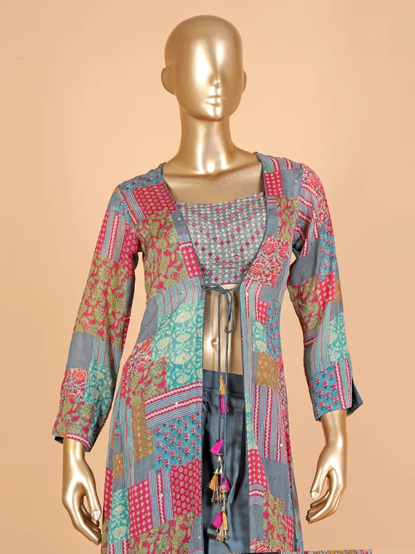 Stunning grey printed palazzo suit