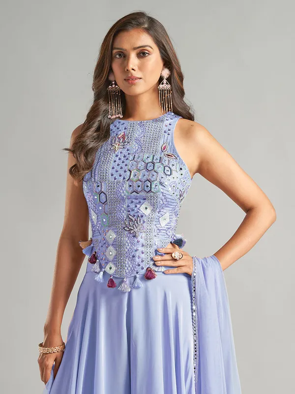 Stunning lavender silk palazzo suit for women