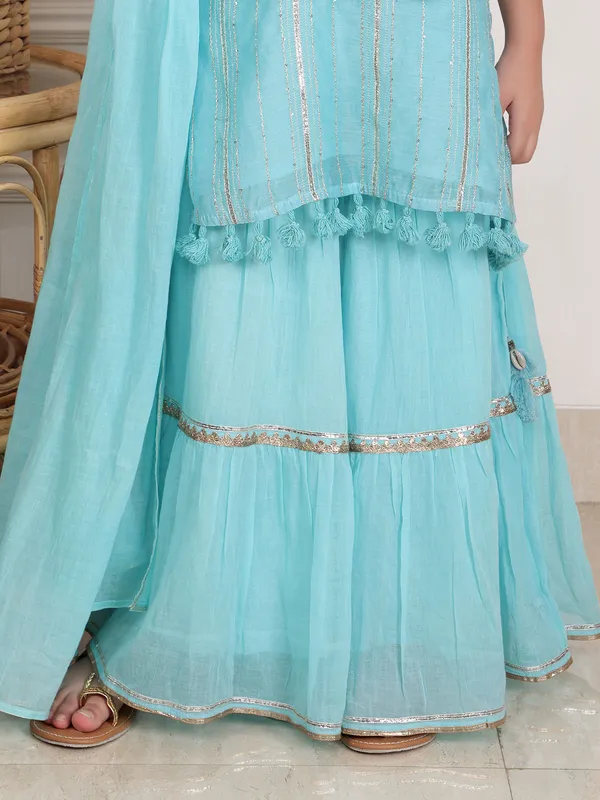 Stunning light blue georgette sharara suit
