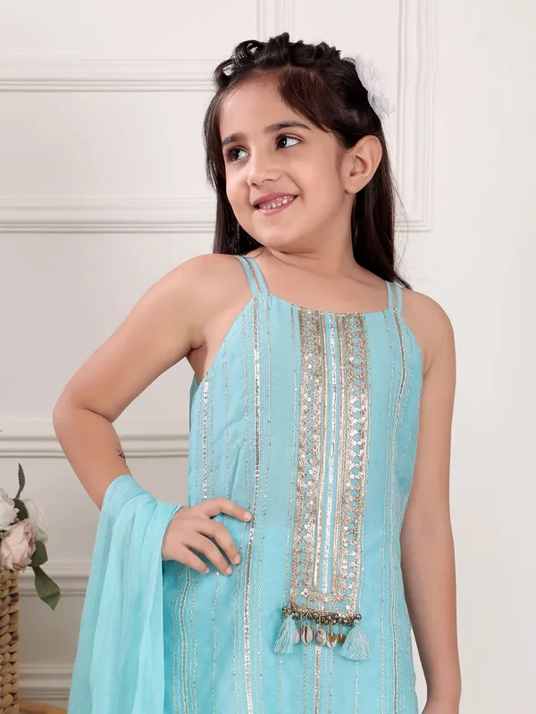 Stunning light blue georgette sharara suit